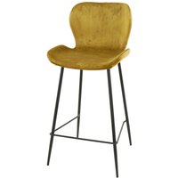 4er-Set Barhocker Pipvel mit Lehne - Samt, Ocker 4er-Set Barhocker Pipvel mit Lehne - Samt, Ocker