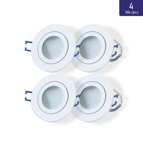 4x LED Decken-Spot in kalt-weiß mit weißem Gehäuse IP44