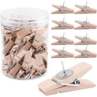 50 Stück Reißzwecken mit Clips, Reißzwecken mit Holzklammern, Reißzwecken mit Holzklammern für Fotos, Bastelprojekte, Pinnwand oder Korktafeln 50 Stück Reißzwecken mit Clips, Reißzwecken mit Holzklammern, Reißzwecken mit Holzklammern für Fotos, Bastelprojekte, Pinnwand oder Korktafeln