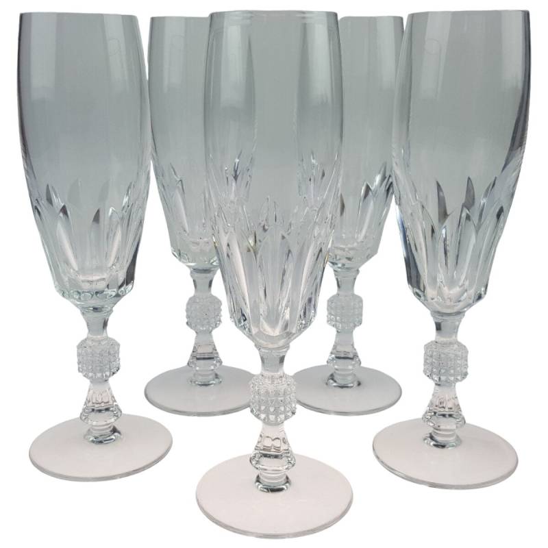 5er Set Sektgläser Sektglas auf Stiel Bleiskristall H 19,5 cm