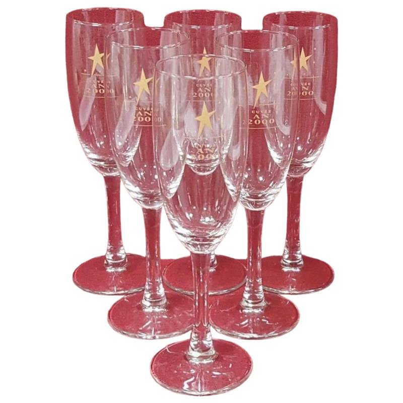 6er Set Cuvée an 2000 Champagner Gläser Sektgläser mit Karton H 19,3 cm