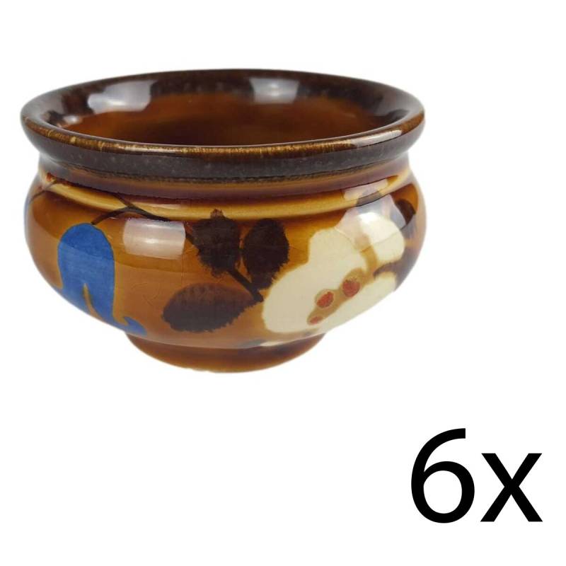 6er Set Dipschale 0,05 L Schramberg Unbestimmten Formen Blumendekor braun gebraucht - sehr gut