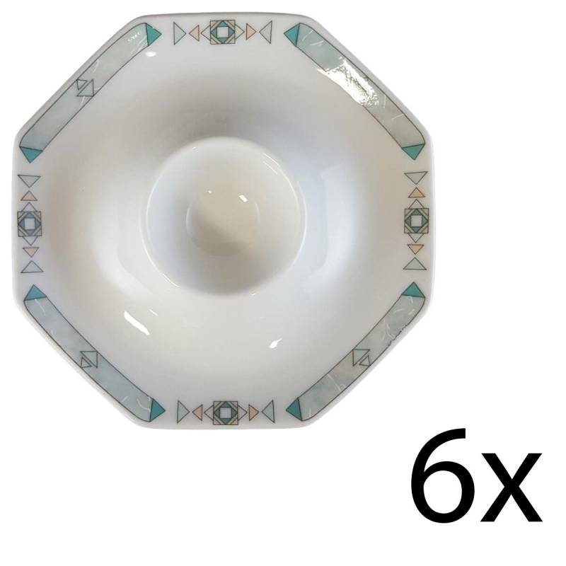 6er Set Eierbecher mit Schalenablage Seltmann Weiden Octa Abstrakt grün D 12,7 cm