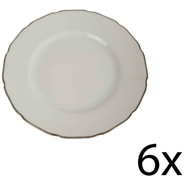 6er Set Kuchenteller Dessertteller Golddekor Tielsch Altwasser elfenbein 7930 gebraucht - gut