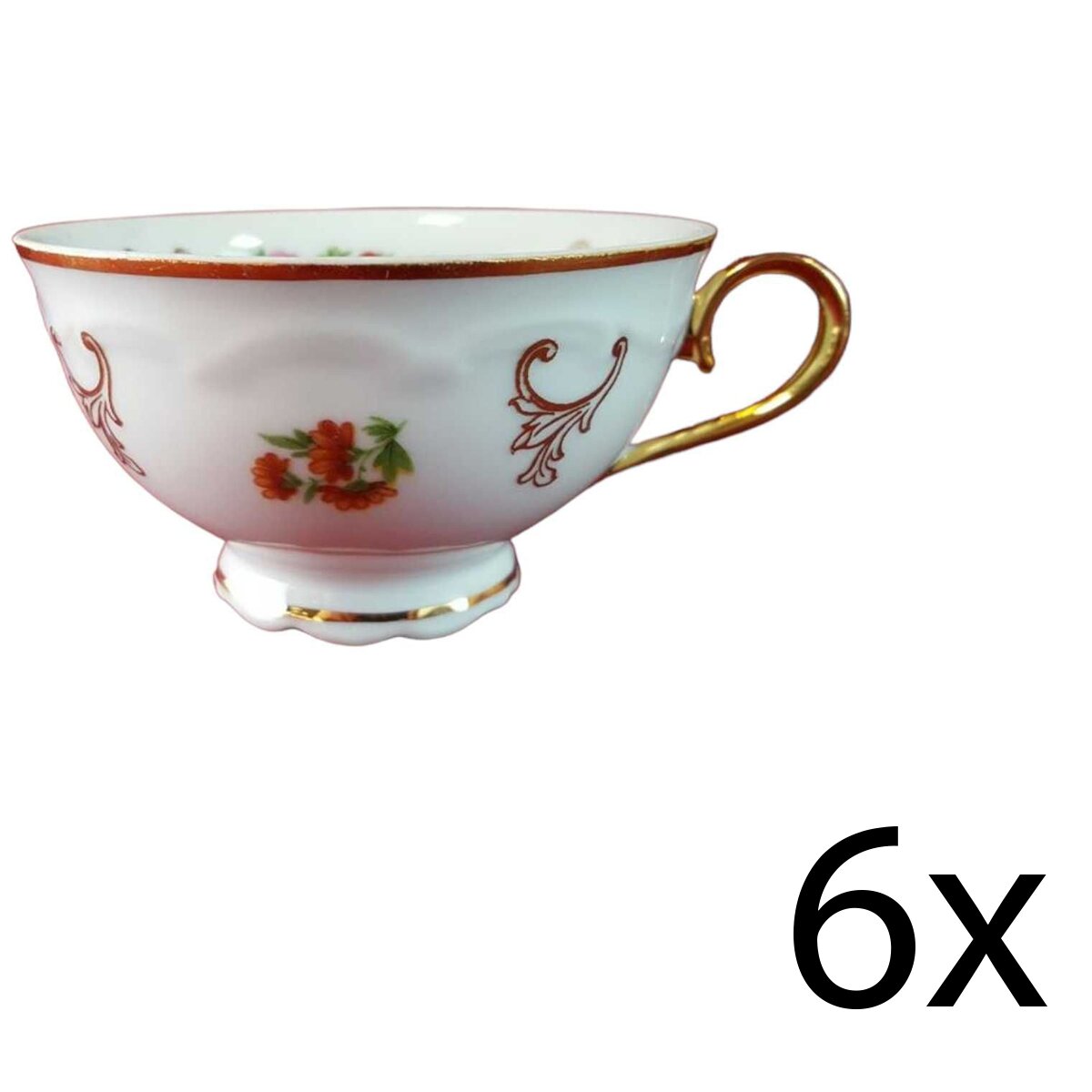 6er Set Teetasse Tasse Goldrand Paul Leitner bunte Blumen mit gebraucht - gut 6er Set Teetasse Tasse Goldrand Paul Leitner bunte Blumen mit gebraucht - gut