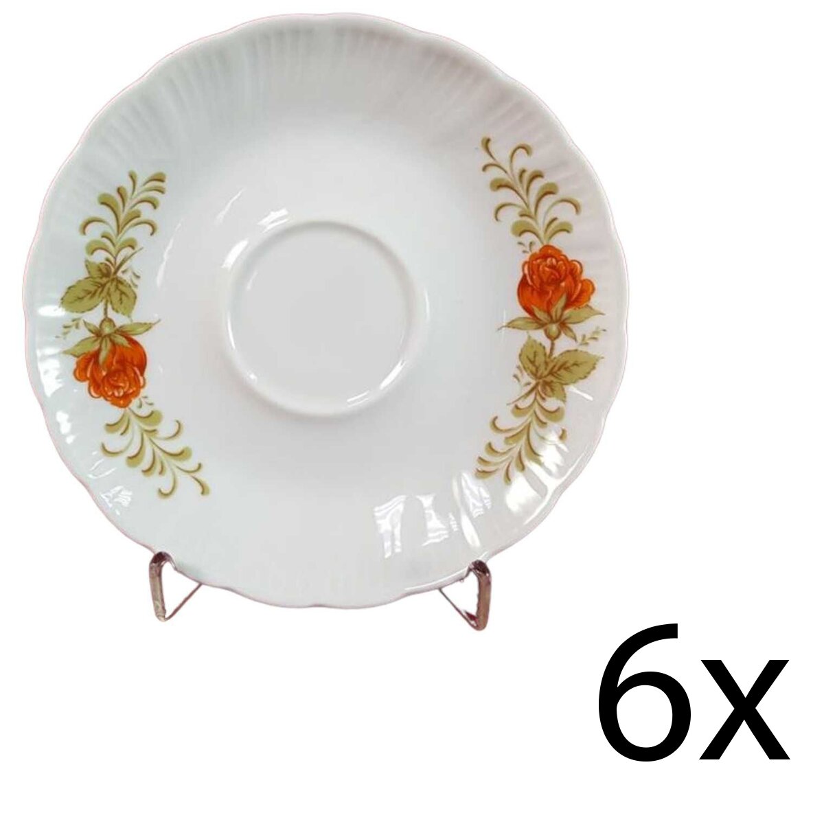 6er Set Untertasse für Kaffee Winterling Kirchenlamitz Rillenrelief Orange Blume gebraucht - akzeptabel 6er Set Untertasse für Kaffee Winterling Kirchenlamitz Rillenrelief Orange Blume gebraucht - akzeptabel