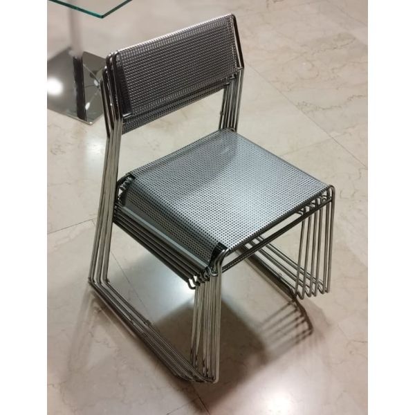 6er Set Vintage Stühle aus Lochblech und Stahl,