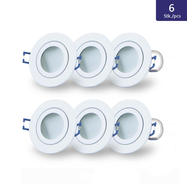 6x LED warm-weiß Decken Spot + weißes Gehäuse IP44