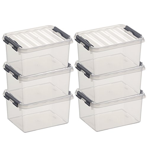 6x SUNWARE Q-Line Box - 2 Liter - 200 x 150 x 100mm - transparent/silber von SUNWARE perfectly organised