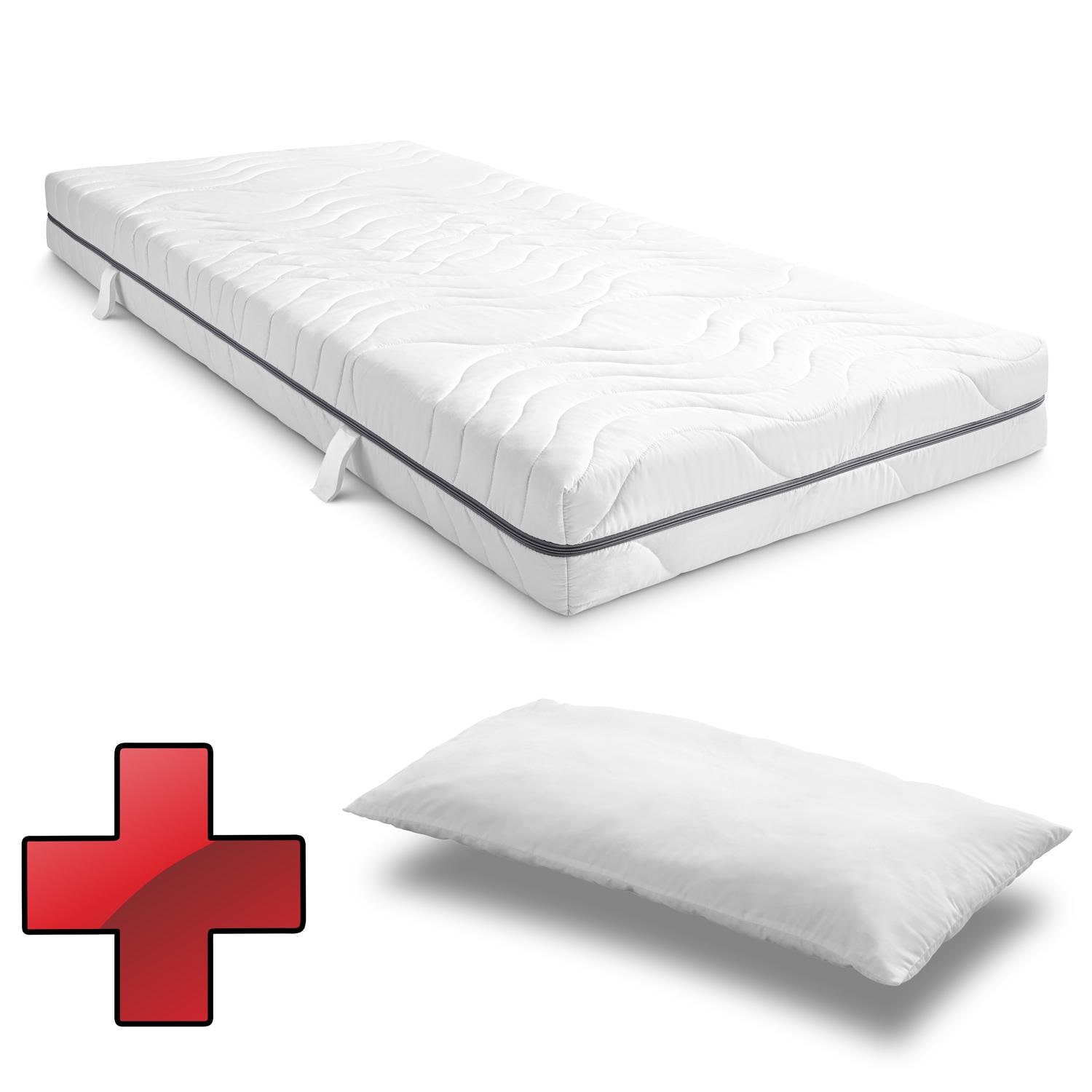 7 Zonen Viskoelastik-Matratze Sleezzz Smart 90 x 200 cm, Höhe 18 cm, Härtegrad H3 mit Air Memoryschaum + CloudComfort Basic Mikrofaser Kopfkissen 40 x 80 cm 7 Zonen Viskoelastik-Matratze Sleezzz Smart 90 x 200 cm, Höhe 18 cm, Härtegrad H3 mit Air Memoryschaum + CloudComfort Basic Mikrofaser Kopfkissen 40 x 80 cm