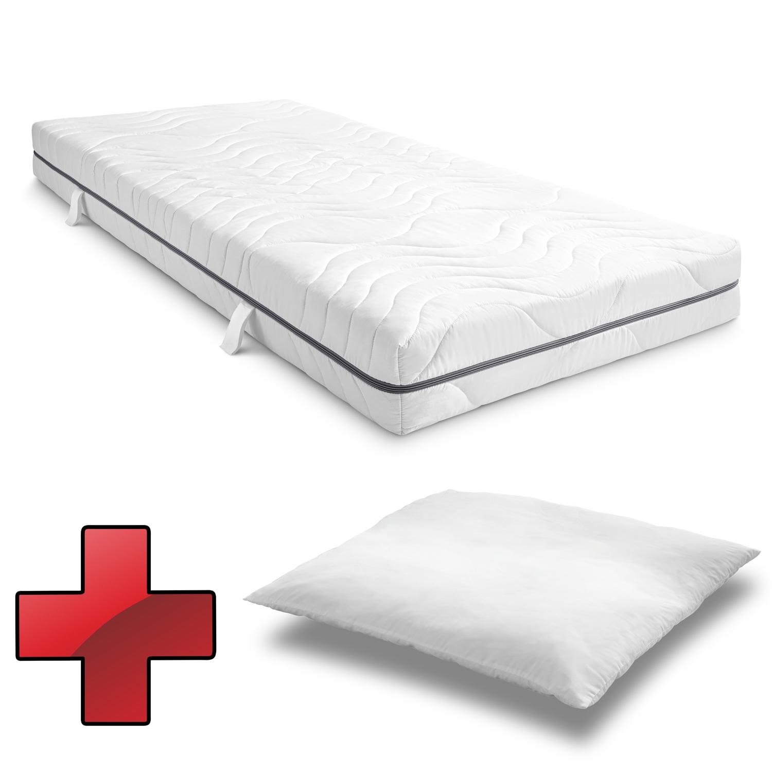 7 Zonen Viskoelastik-Matratze Sleezzz Smart 90 x 200 cm, Höhe 18 cm, Härtegrad H3 mit Air Memoryschaum + CloudComfort Basic Mikrofaser Kopfkissen 80 x 80 cm 7 Zonen Viskoelastik-Matratze Sleezzz Smart 90 x 200 cm, Höhe 18 cm, Härtegrad H3 mit Air Memoryschaum + CloudComfort Basic Mikrofaser Kopfkissen 80 x 80 cm
