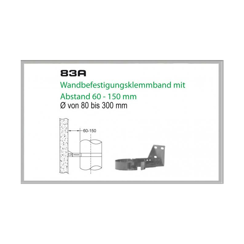 83B/DN160 DW6 Wandbefestigungsklemmband mit Abstand 60-150 mm Dinak von KaminStore24