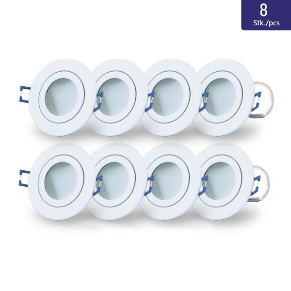 8x LED warm-weiß Decken Spot + weißes Gehäuse IP44