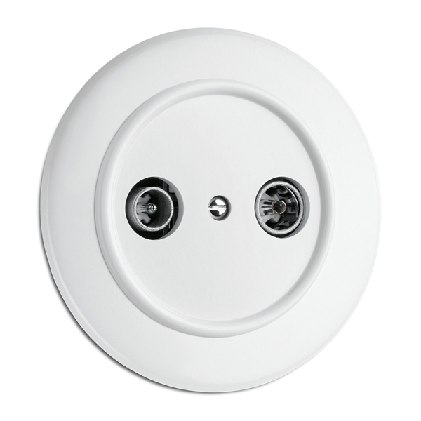 900.0004.DW Antennensteckdose Kabel, Unterputz-Schaltersystem Duroplast weiß mit...