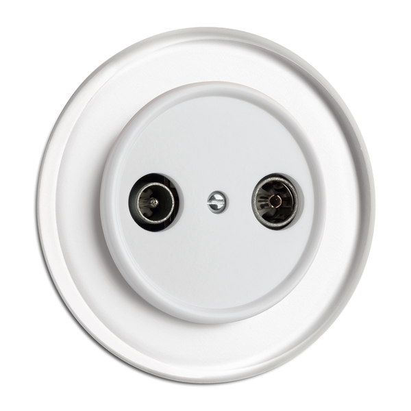 900.0004.GDW Antennensteckdose Kabel Duroplast weiß mit Glasabdeckung