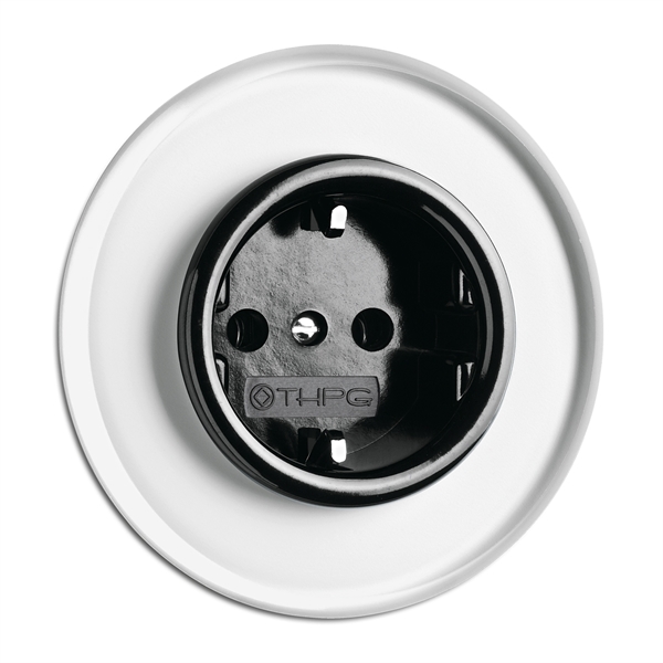 900.0011.GBS Steckdose, Unterputz-Schaltersystem Glas mit Bakelit schwarz