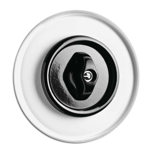 900.0012.GBS Drehschalter Wechsel, Unterputz-Schaltersystem Glas mit Bakelit sc...