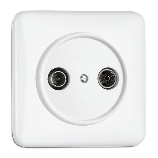 900.0018.DW Antennensteckdose Kabel, Unterputz-Schaltersystem Duroplast weiß mit...