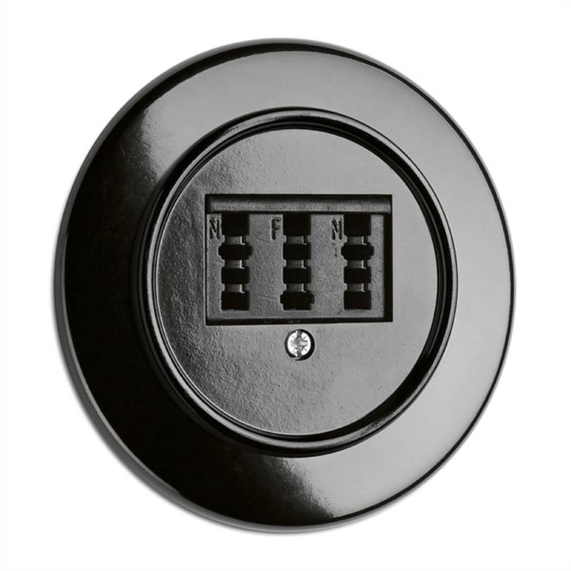 900.0019.BS Telefonsteckdose, Unterputz-Schaltersystem Bakelit schwarz mit runde...