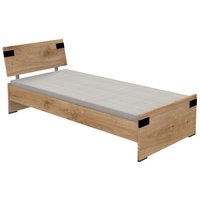 90x200 Bett LIVERPOOL von Wimex Plankeneiche NB / Graphit
