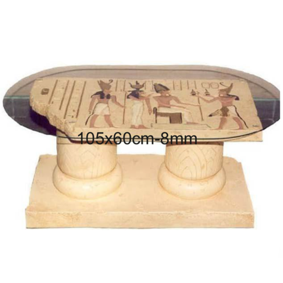 Ägyptische Couchtisch Glastisch Tische Säulen Statuen Figuren Neu