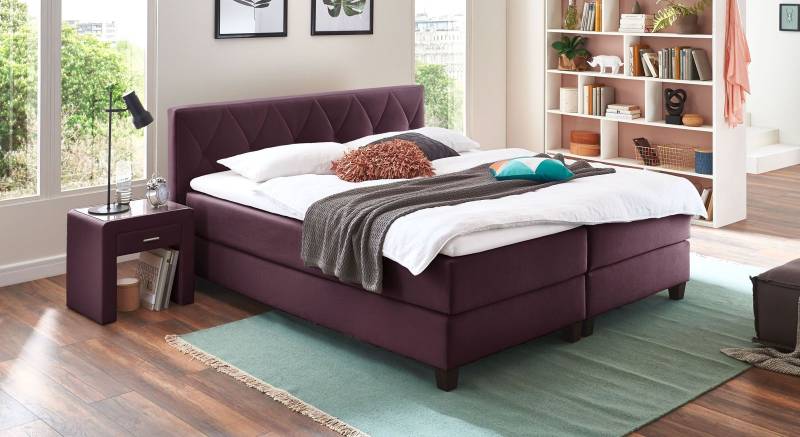 Boxspringbett mit wählbarer Matratze 160x200 cm violett - Midway