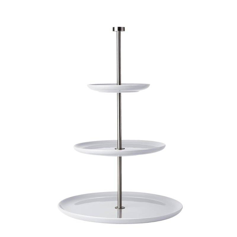 ASA - Etagere - 3-stufig - rund - H.47 cm - DM 15/22/30 cm - weiß - Edelstahl-Steingut