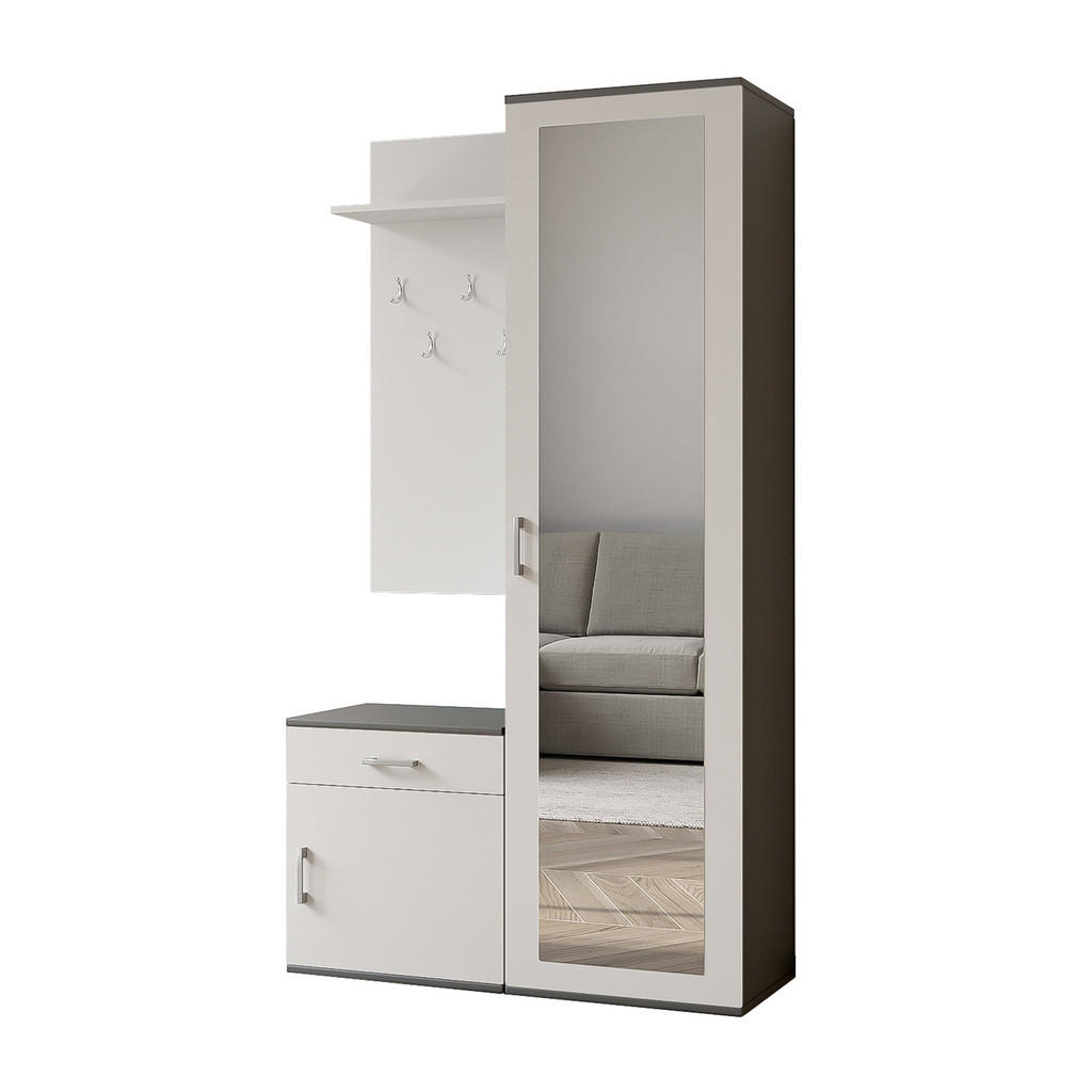 AX Living GARDEROBENSCHRANK Grau, Weiß