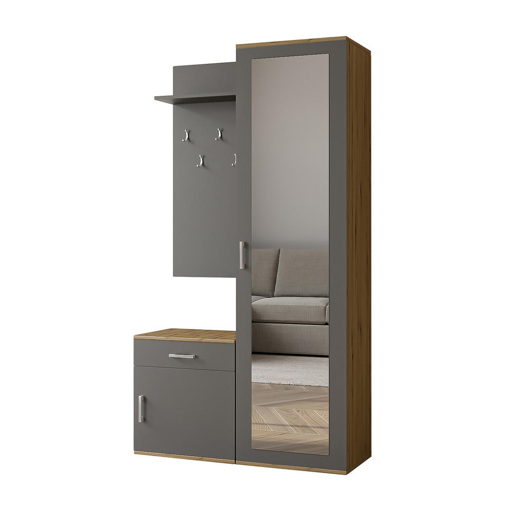 AX Living GARDEROBENSCHRANK Hellbraun, Grau
