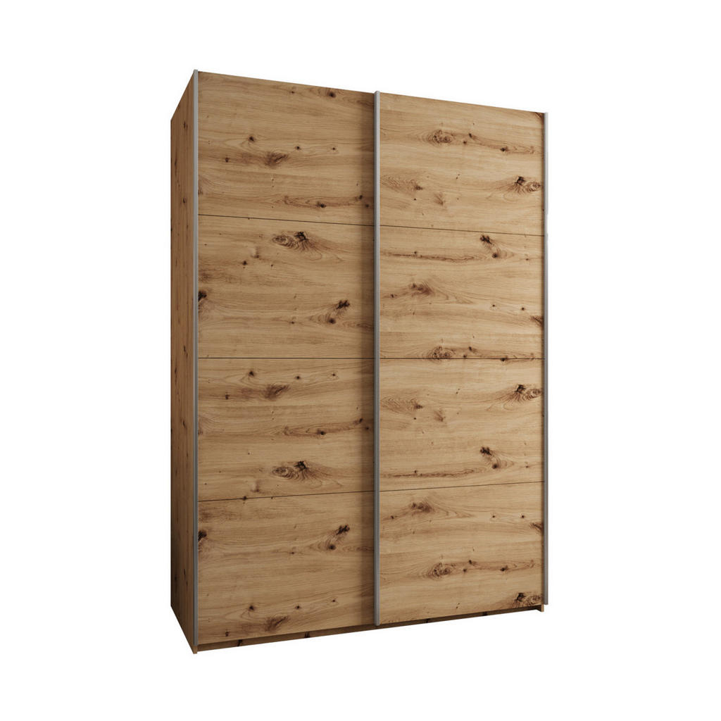 Abiks Möbel SCHWEBETÜRENSCHRANK Eiche Artisan, Eiche Artisan, Silber