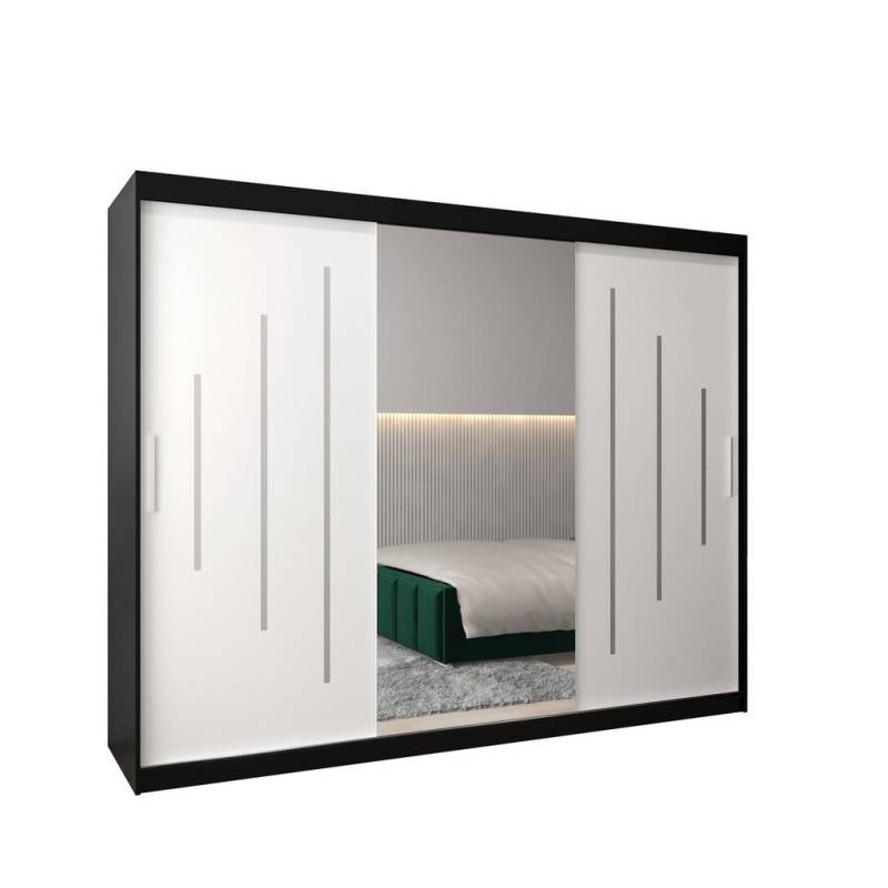 Abiks Möbel SCHWEBETÜRENSCHRANK Schwarz, Weiß
