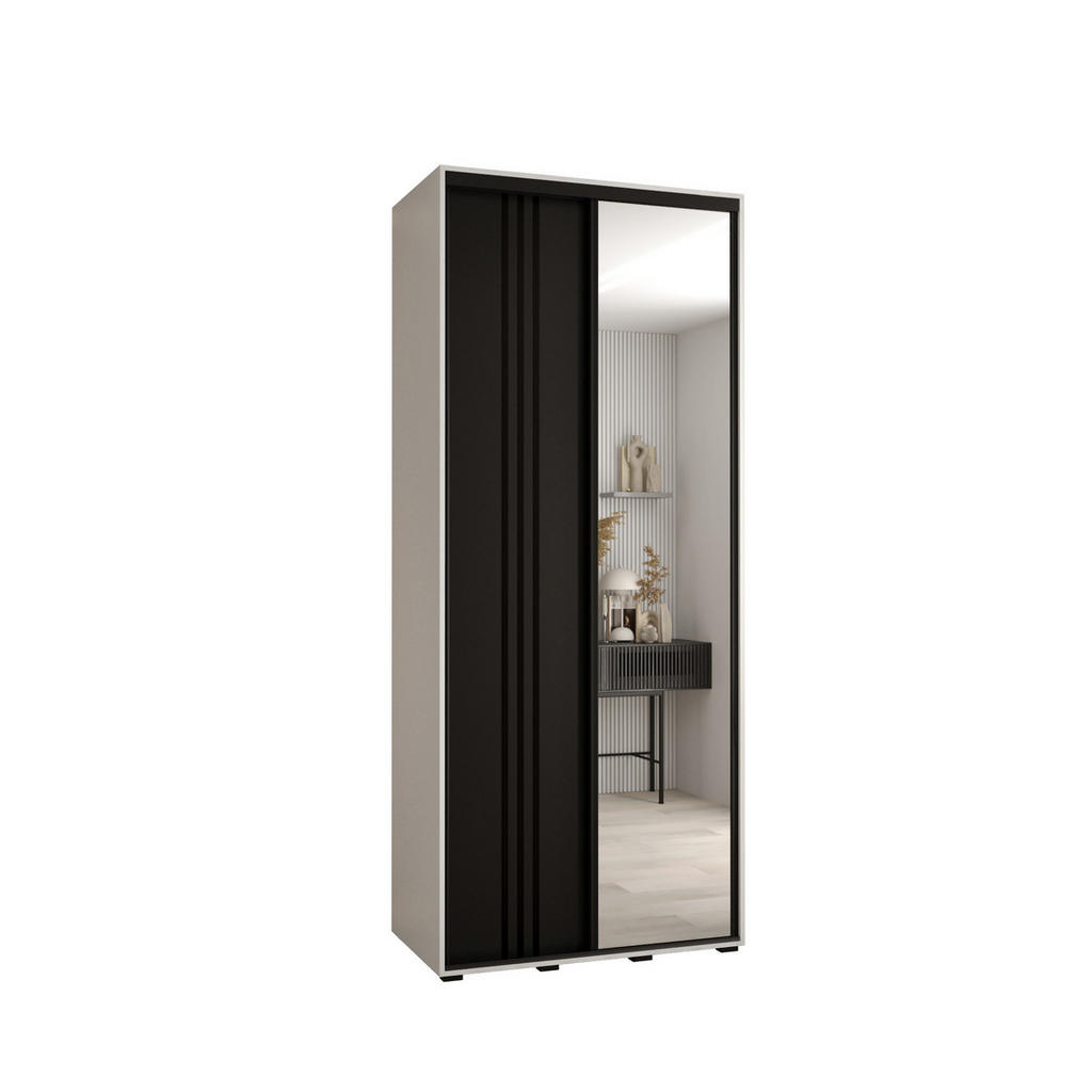 Abiks Möbel SCHWEBETÜRENSCHRANK Weiß, Schwarz, Schwarz