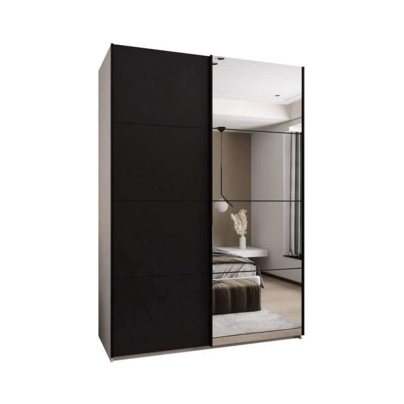 Abiks Möbel SCHWEBETÜRENSCHRANK Weiß, Schwarz, Schwarz
