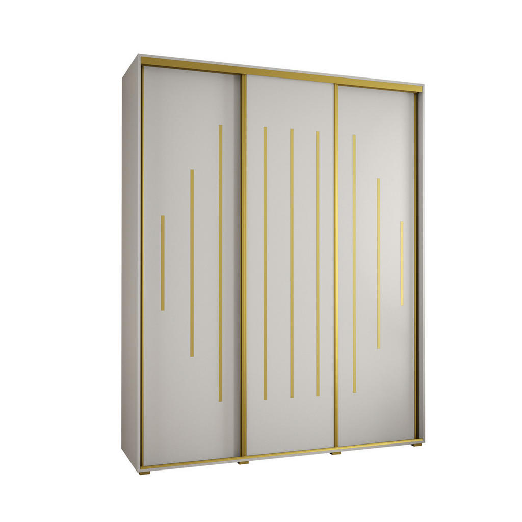 Abiks Möbel SCHWEBETÜRENSCHRANK Weiß, Weiß, Gold