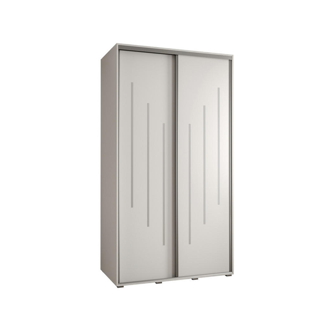 Abiks Möbel SCHWEBETÜRENSCHRANK Weiß, Weiß, Silber