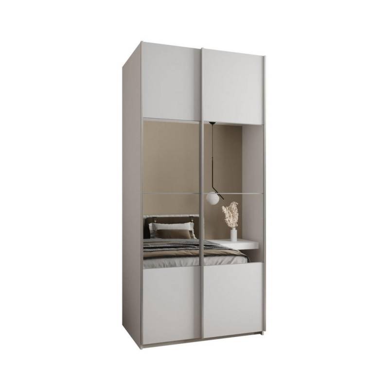 Abiks Möbel SCHWEBETÜRENSCHRANK Weiß, Weiß, Silber
