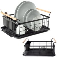 Abtropfgestell groß stehend Geschirrtrockner Teller Besteck schwarz Metall XXL Abtropfgestell groß stehend Geschirrtrockner Teller Besteck schwarz Metall XXL