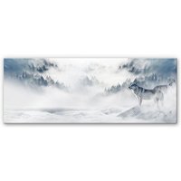 Wall-Art Acrylglasbild "Wölfe im Schnee Panorama" von Wall-Art