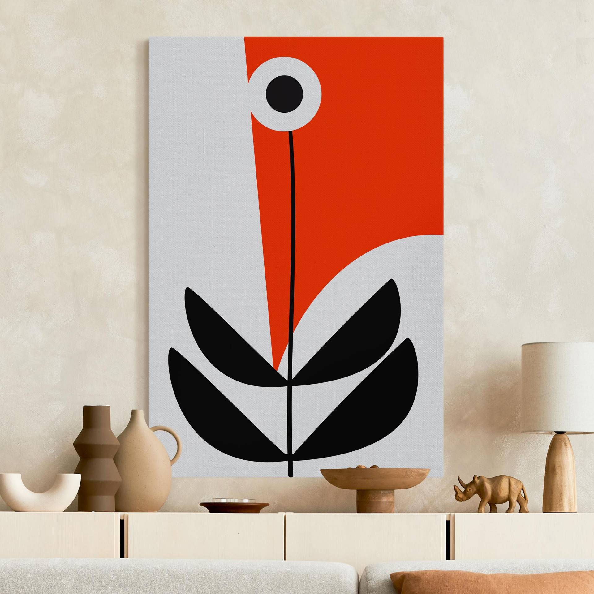 Akustikbild Abstrakte Formen - Blume Rot
