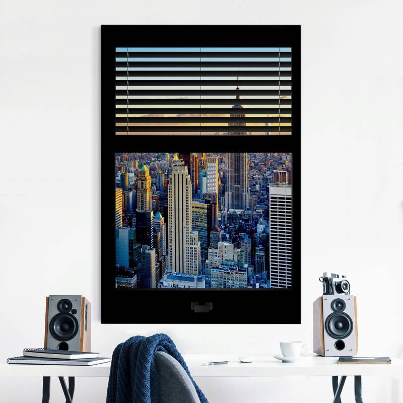 Akustikbild Fensterausblick Jalousie - Sonnenaufgang New York