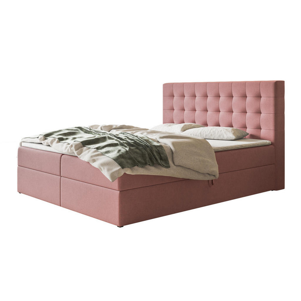 Alpi-Möbel Boxbett, Rosa, Textil, H3, Höhe ca. 19 cm, 160x200 cm, Oeko-Tex® Standard 100, Schlafzimmer, Betten, Boxspringbetten von Alpi-Möbel