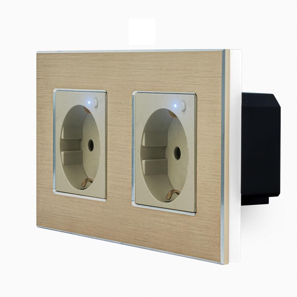 Alu 2-fache Funk Steckdose Gold LX-71R-71R-A-13 LUXUS-TIME