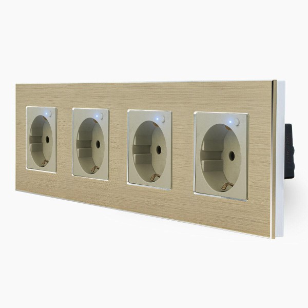 Alu 4-fache Funk Steckdose Gold LX-71R-71R-71R-71R-A-13 LUXUS-TIME