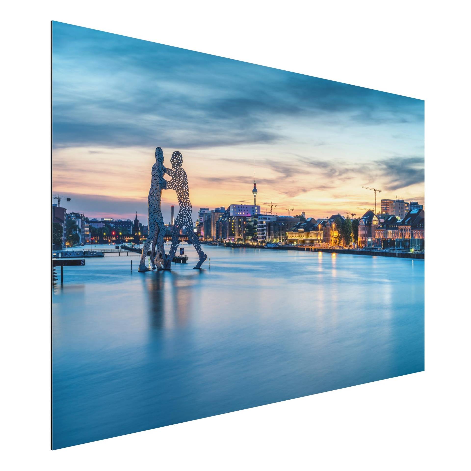 Alu-Dibond Bild Berlin Skyline mit Molecule Man