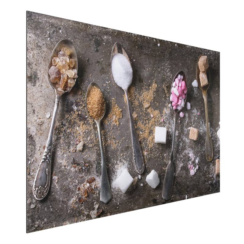 Alu-Dibond Outdoor Bild Vintage Löffel mit Zucker