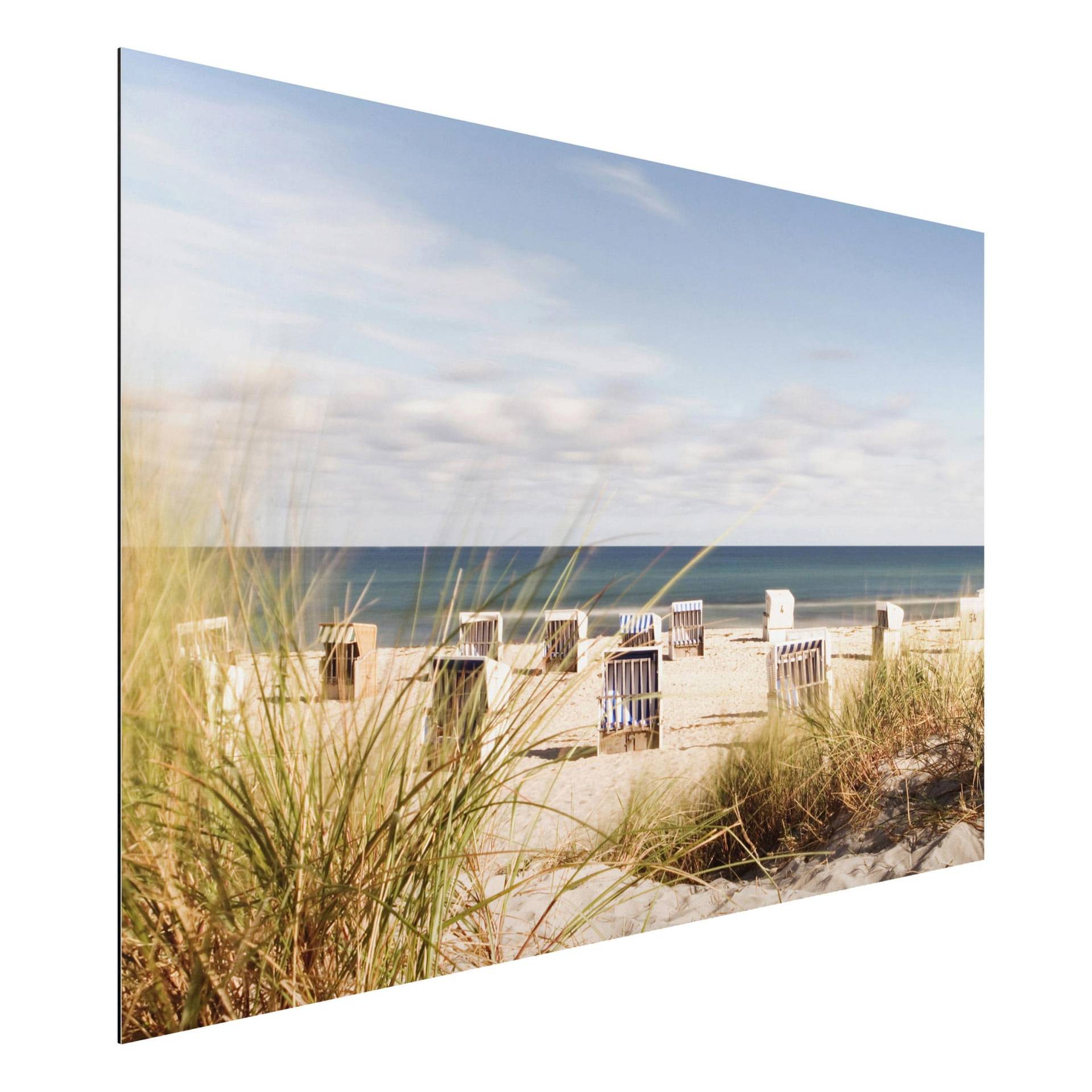 Alu-Dibond Outdoor Bild Ostsee und Strandkörbe