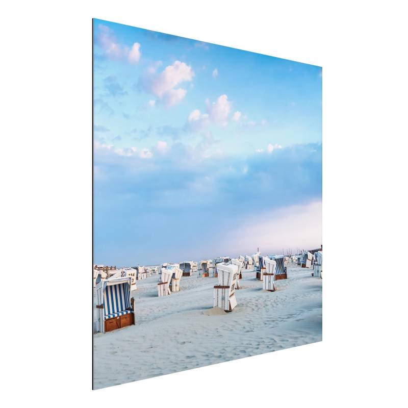 Alu-Dibond Outdoor Bild Strandkörbe an der Nordsee