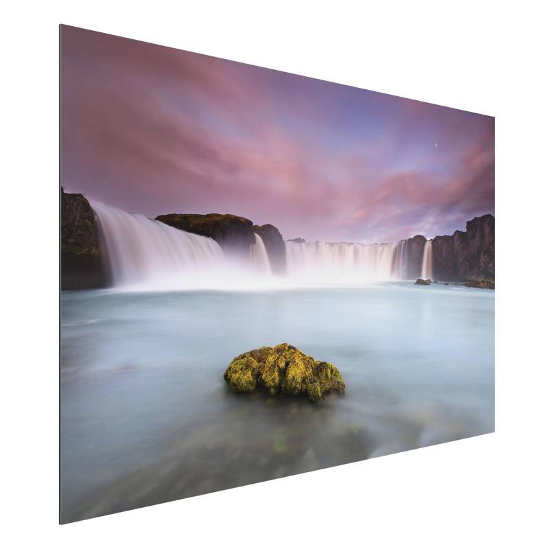 Alu-Dibond Natur & Landschaft Goðafoss und der Mond