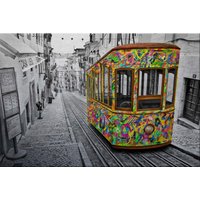 Wall-Art Metallbild "Ben Heine Tram in Lissabon", Gebäude von Wall-Art