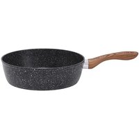 Alu Pfanne 28 cm mit Griff in Holz Optik CRISPY Natura Wood Stone-Look Schwarz/Weiß